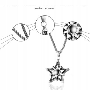 Naszyjnik srebrny stal łańcuszek gwiazda 312 - miniatura 3