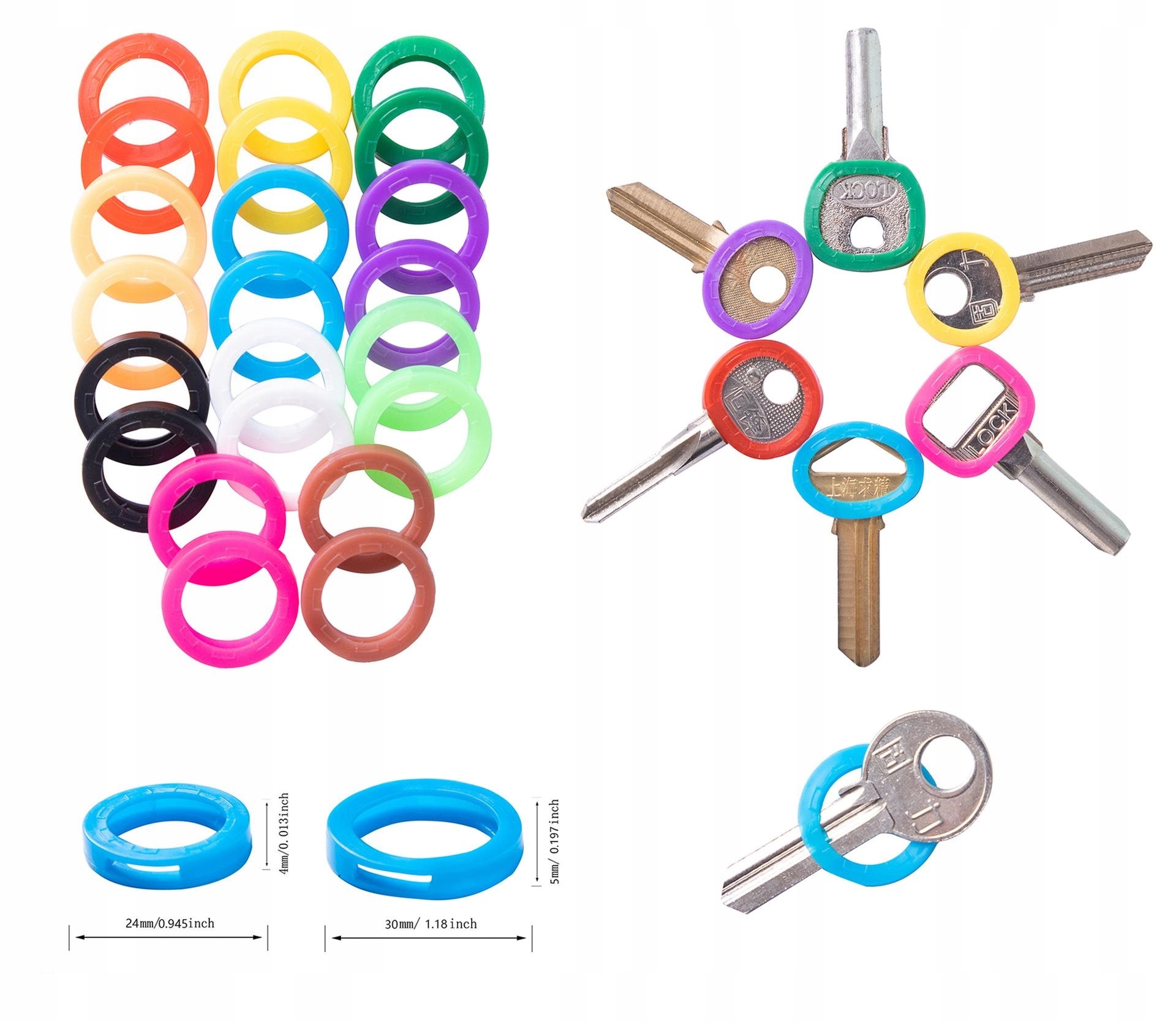Nakładki klucze okrągłe kółka komplet identyfikatory etykiety silikon 32szt - obrazek 7