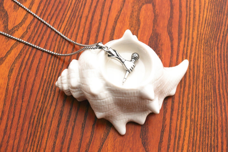 Naszyjnik srebrny mikrofon raper piosenkarka 341 - obrazek 8