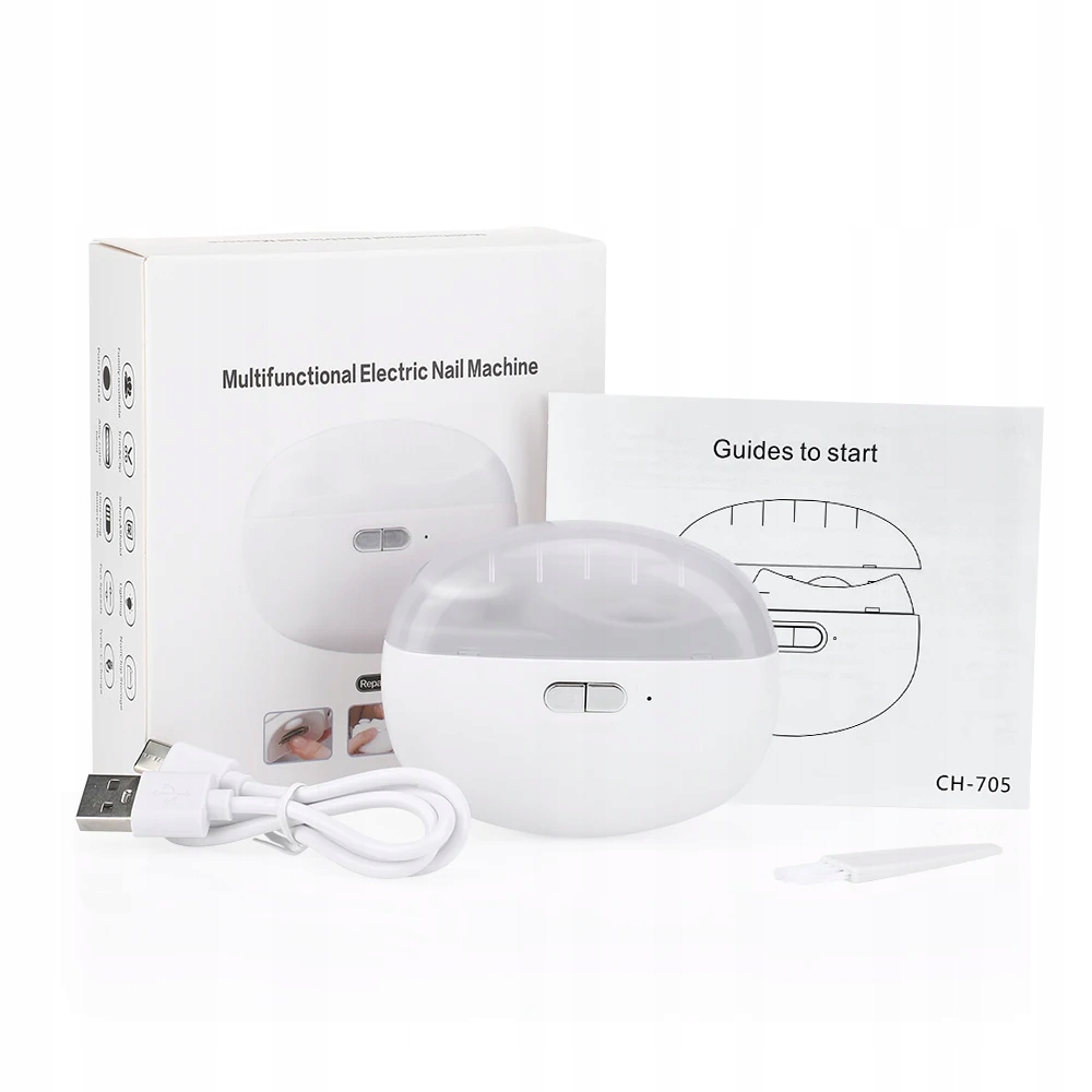 Elektryczny obcinacz do paznokci turystyczny frezarka polerka usb biała - obrazek 2