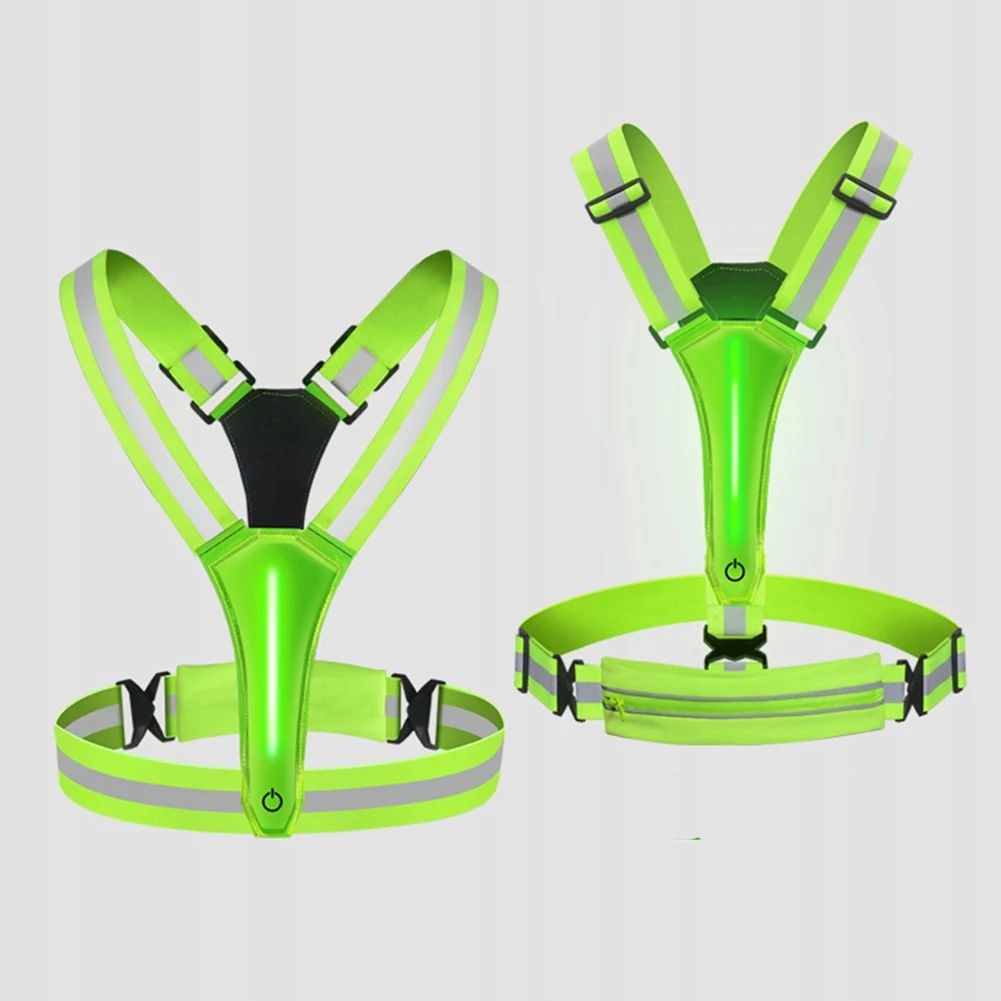 Kamizelka odblaskowa szelki do biegania rower podwójny 2x led usb kieszeń - zdjęcie 7