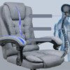 Fotel biurowy ergonomiczny obrotowy ekoskóra szary krzesło do gabinetu - miniatura 3