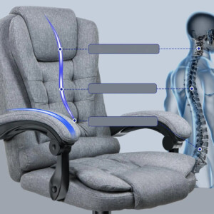 Fotel biurowy ergonomiczny obrotowy ekoskóra szary krzesło do gabinetu - miniatura 3