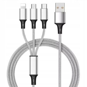Kabel ładowarka 3w1 micro typ-c do iphone usb-c 5a - miniatura 2