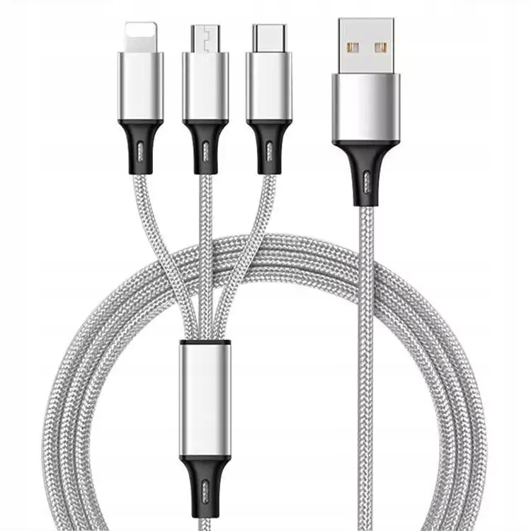 Kabel ładowarka 3w1 micro typ-c do iphone usb-c 5a - obrazek 2