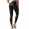 Legginsy push up wysoki stan modelujące ekoskóra elastyczne damskie czarne - miniatura 3