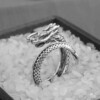 Pierścień obrączka sygnet smok regulowany vintage unisex srebrny metalowy - miniatura 6