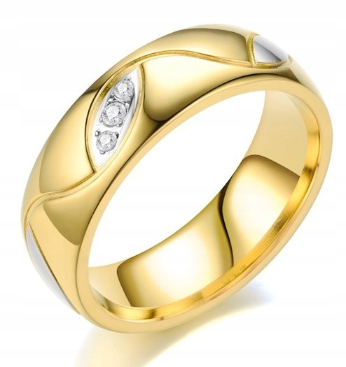 Piękna pierścionek obrączka cyrkonie 316l r.22