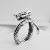 Pierścień obrączka sygnet smok regulowany vintage unisex srebrny metalowy - miniatura 5