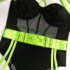 Seksowny komplet bielizny damskiej pasy choker stanik figi fluo zielony m - miniatura 6