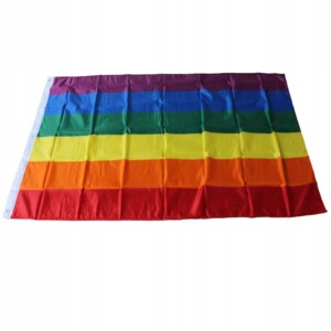 Flaga tęczowa tęcza peleryna lgbt rainbow pride tunel na kij duża 90x150cm - miniatura 3