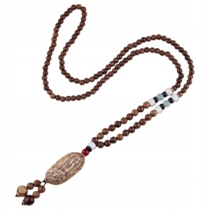 Naszyjnik drewniany nepal buddyjski mala amulet koraliki handmade tybet