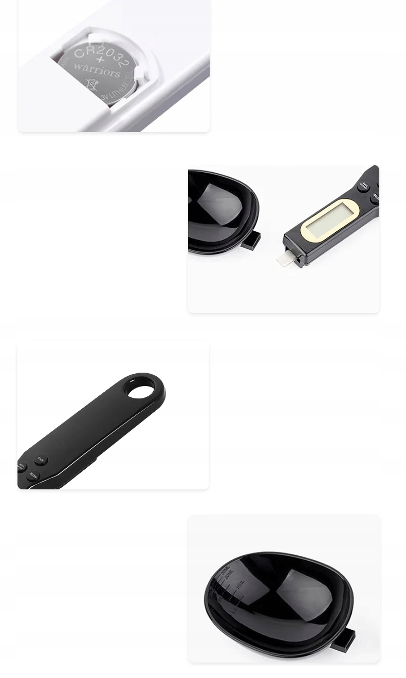 Waga kuchenna łyżka ręczna z miarką precyzyjna wyświetlacz lcd czarna - obrazek 8