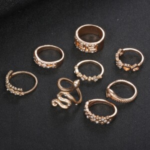 Złoty zestaw pierścionków retro punk boho 06 - miniatura 5