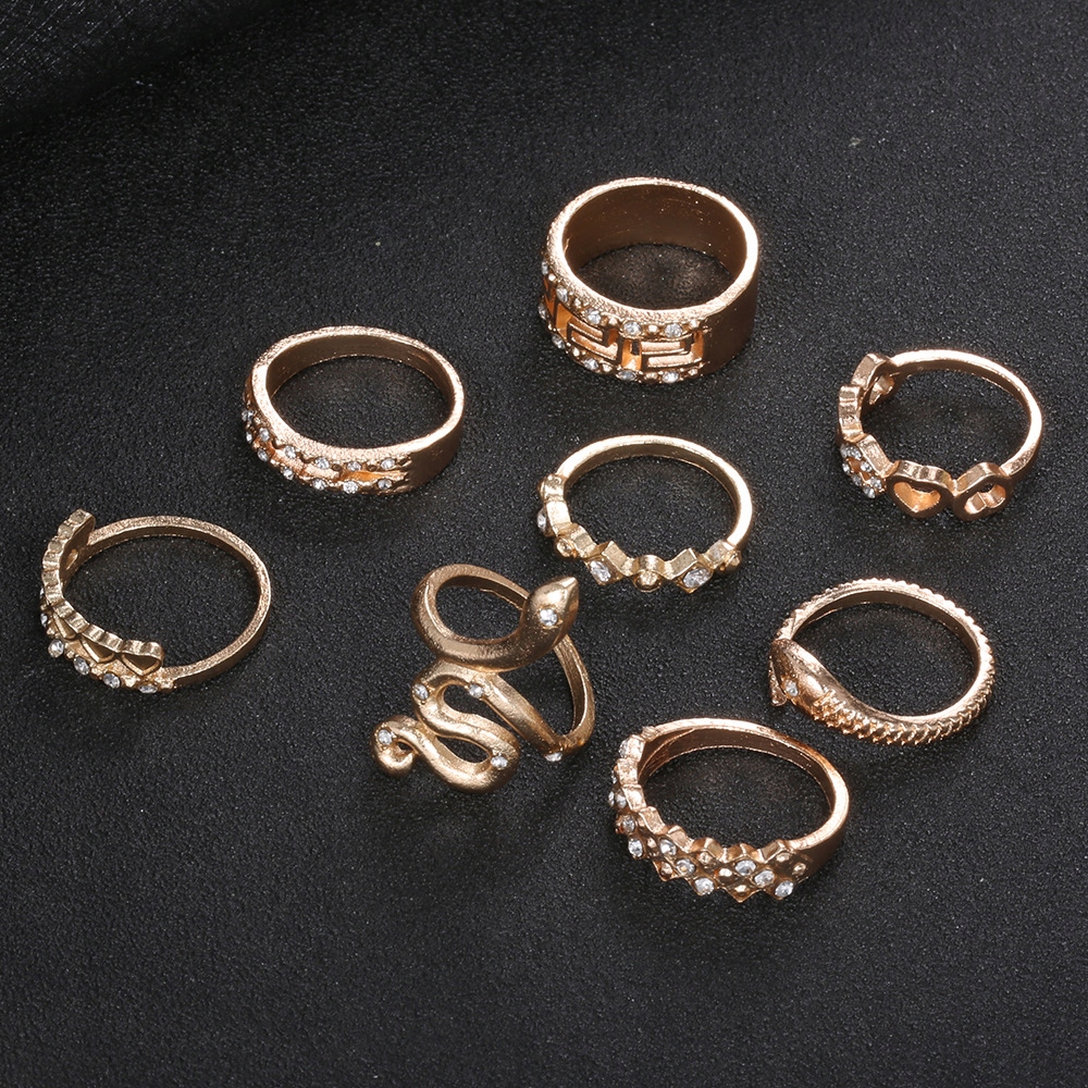 Złoty zestaw pierścionków retro punk boho 06 - obrazek 5