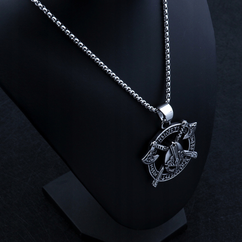 Naszyjnik srebrny wikingów topory runa nordic 406 - obrazek 10