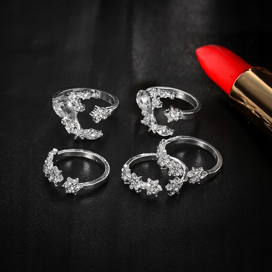 Srebrny zestaw pierścionków retro punk boho 69 - obrazek 2