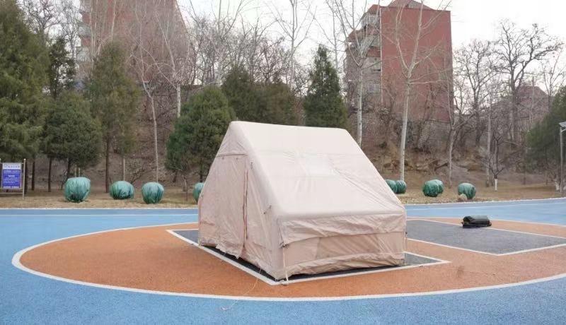 Duży namiot kempingowy pompowany 4 osobowy dmuchany pompka 6.3m2 300x210cm - zdjęcie 10