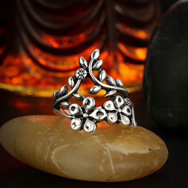 Srebrny zestaw pierścionków retro punk boho 82 - obrazek 6