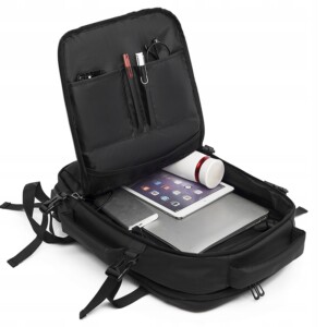 Plecak męski miejski elegancki czarny duży szkolny biurowy usb laptopa 32l - miniatura 10