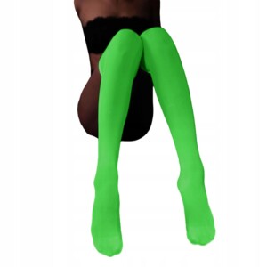 Pończochy świecące w ciemnośći zakolanówki samonośne damskie seksowne fluo - miniatura 4