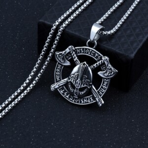 Naszyjnik srebrny wikingów topory runa nordic 406 - miniatura 9