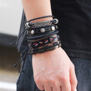 Bransoletka opaska ekskóra zestaw komplet 5szt 299 - miniatura 6