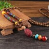 Naszyjnik drewniany nepal buddyjski mala amulet koraliki handmade tybet - miniatura 2
