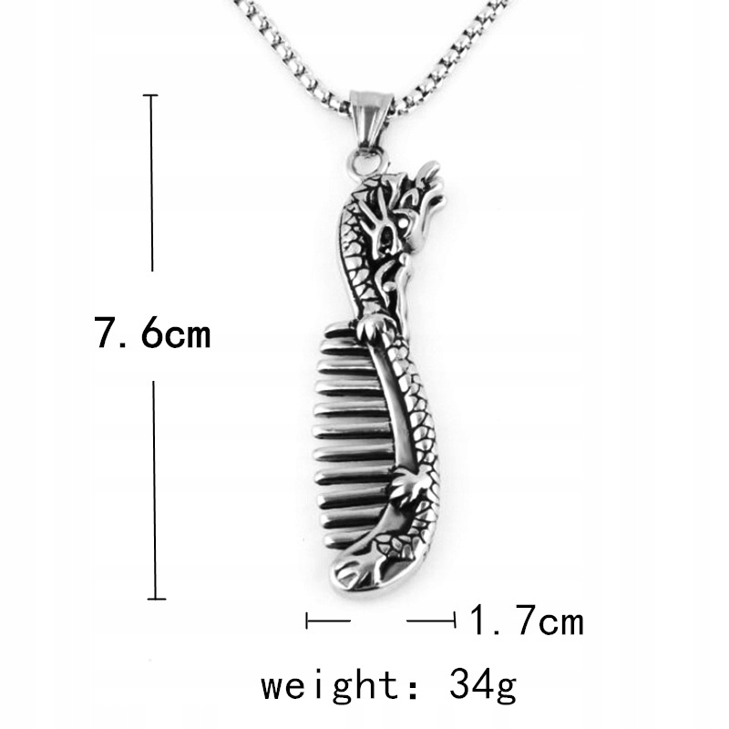 Naszyjnik srebrny łańcuszek smok drapieżnik 346 - obrazek 3