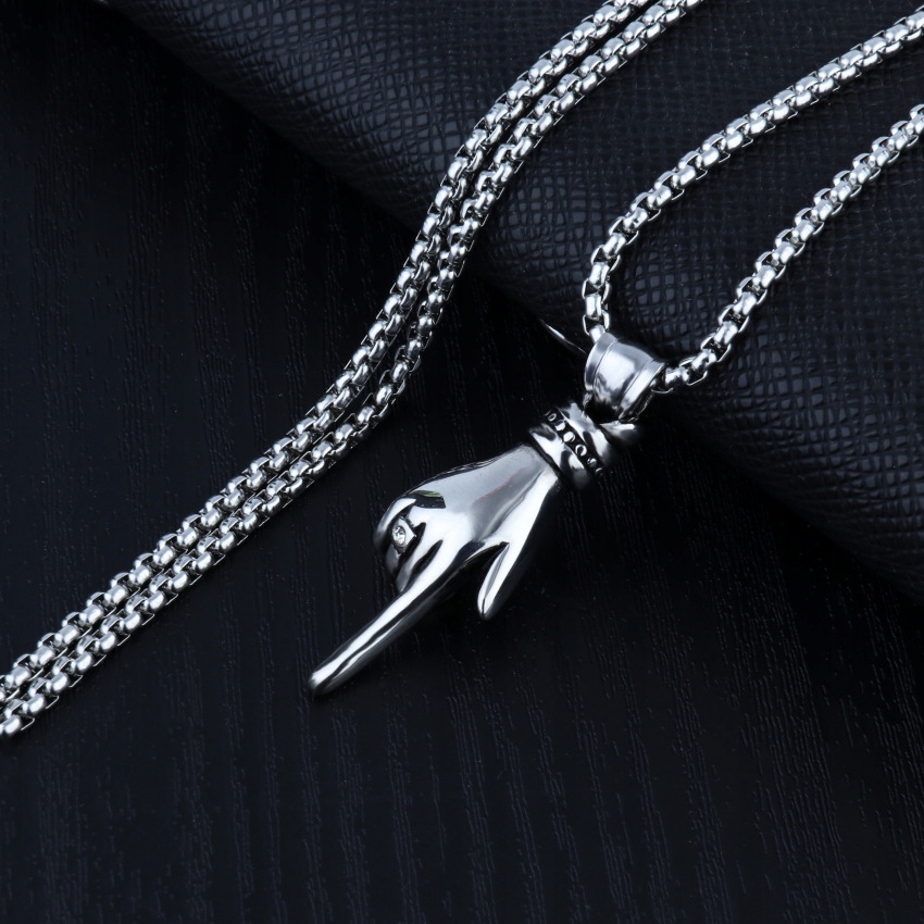 Naszyjnik srebrny stal łańcuszek dłoń palec 374 - obrazek 6