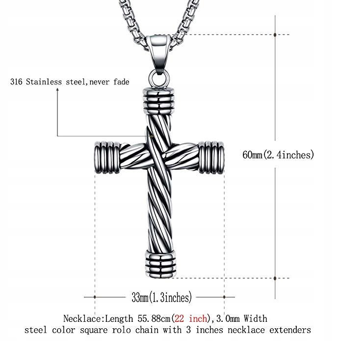 Naszyjnik srebrny stal łańcuszek krzyżyk 308 - obrazek 6