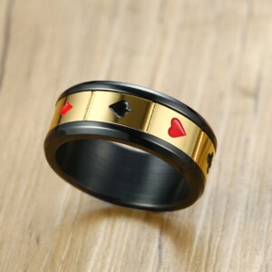 Pierścień sygnet złoty poker karty obrączka 213 - miniatura 4