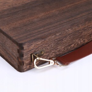 Torba drewniana listonoszka crossbody pudełko szkatułka retro ramię artysty - miniatura 6