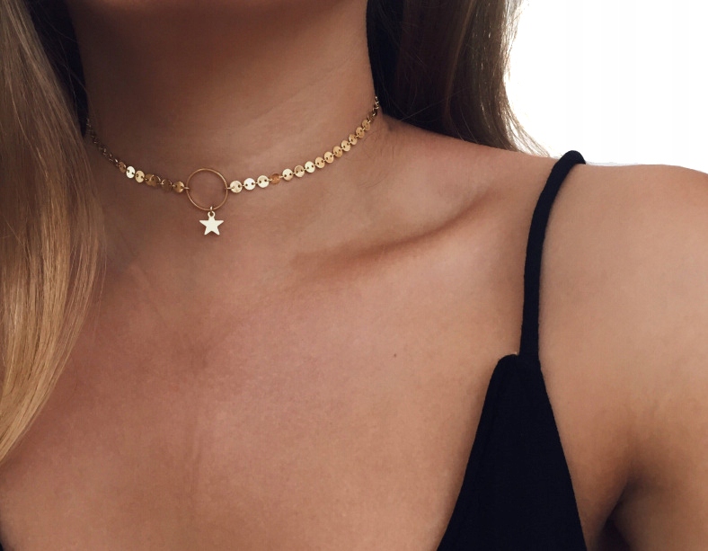 Naszyjnik choker celebrytka długa boho złoty 33