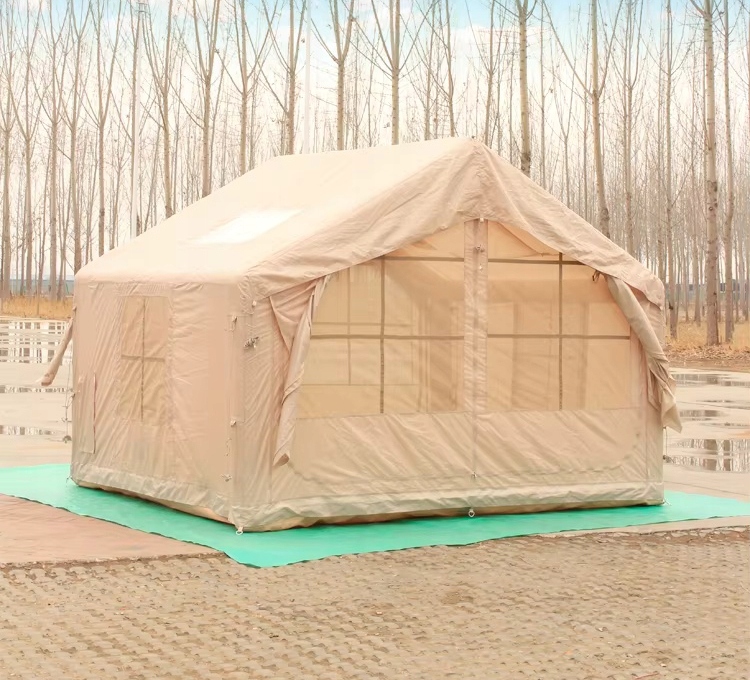 Duży namiot kempingowy pompowany 5 osobowy dmuchany pompka 8m2 320x250cm - zdjęcie 10