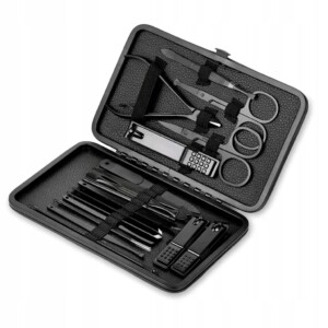 Zestaw do manicure pedicure twarzy podróżny 18 szt xxl czarny cążki etui - miniatura 4