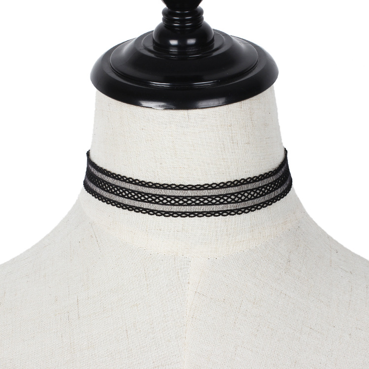 Choker koronkowy haft czarny naszyjnik gothic ch09 - zdjęcie 3