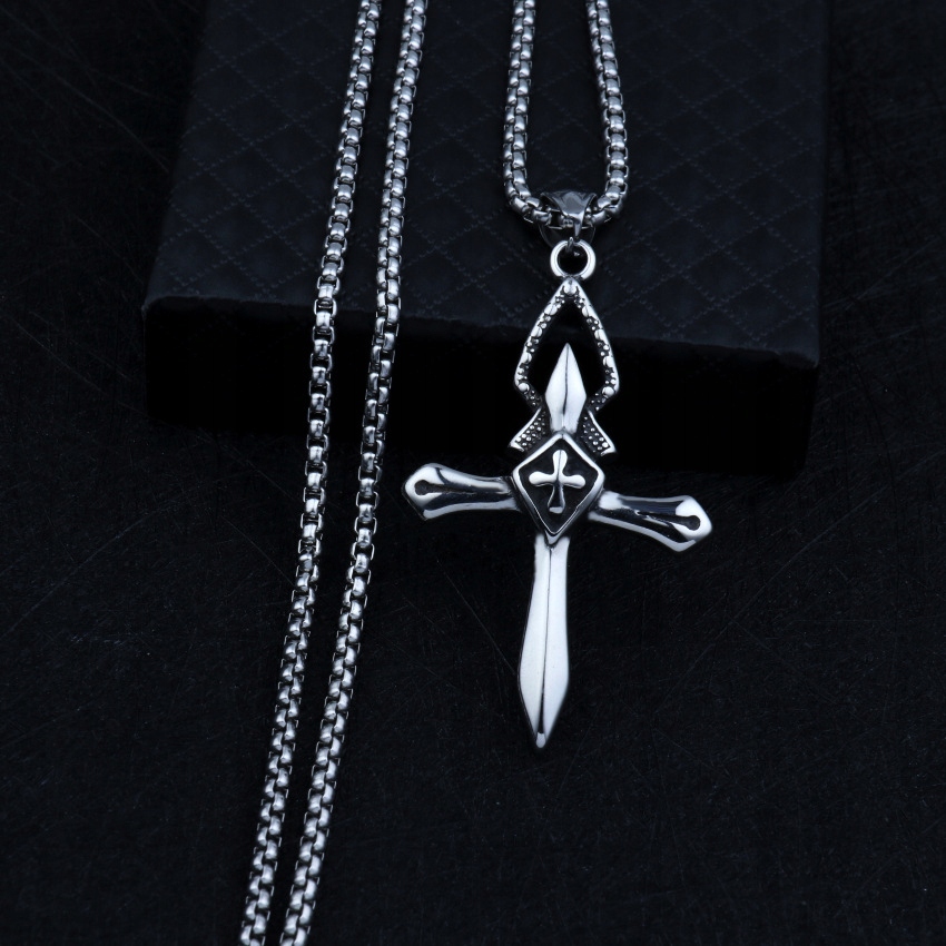 Naszyjnik srebrny stal krzyżyk krzyż modlitwa 368 - obrazek 2