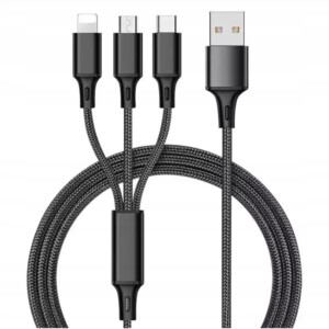 Kabel ładowarka 3w1 micro typ-c do iphone usb-c 5a - miniatura 3