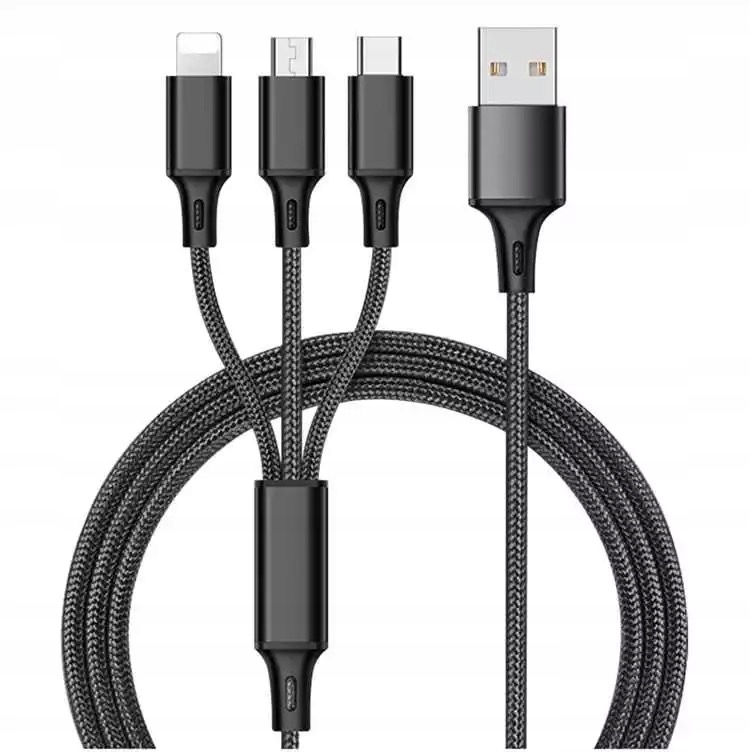 Kabel ładowarka 3w1 micro typ-c do iphone usb-c 5a - obrazek 3