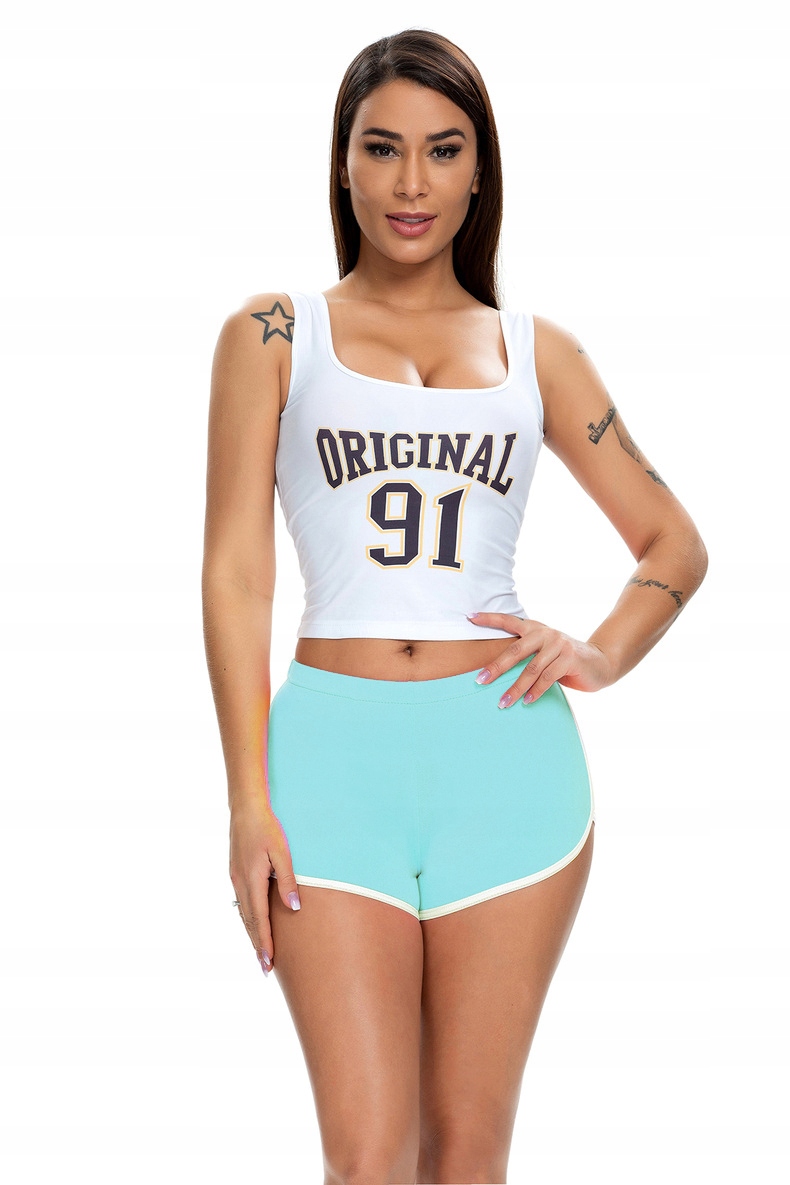 Szorty damskie sportowe wygodne spodenki błekit s - obrazek 4