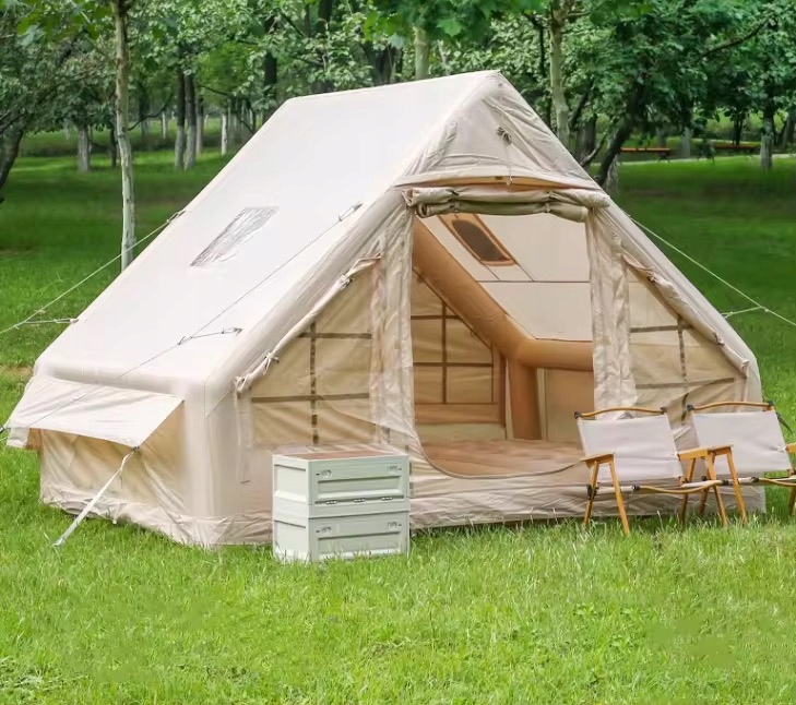 Duży namiot kempingowy pompowany 4 osobowy dmuchany pompka 6.3m2 300x210cm - zdjęcie 6