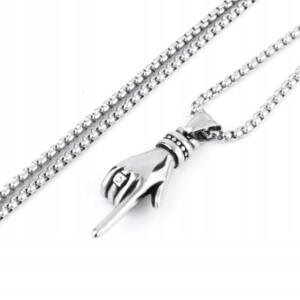 Naszyjnik srebrny stal łańcuszek dłoń palec 374 - miniatura 3