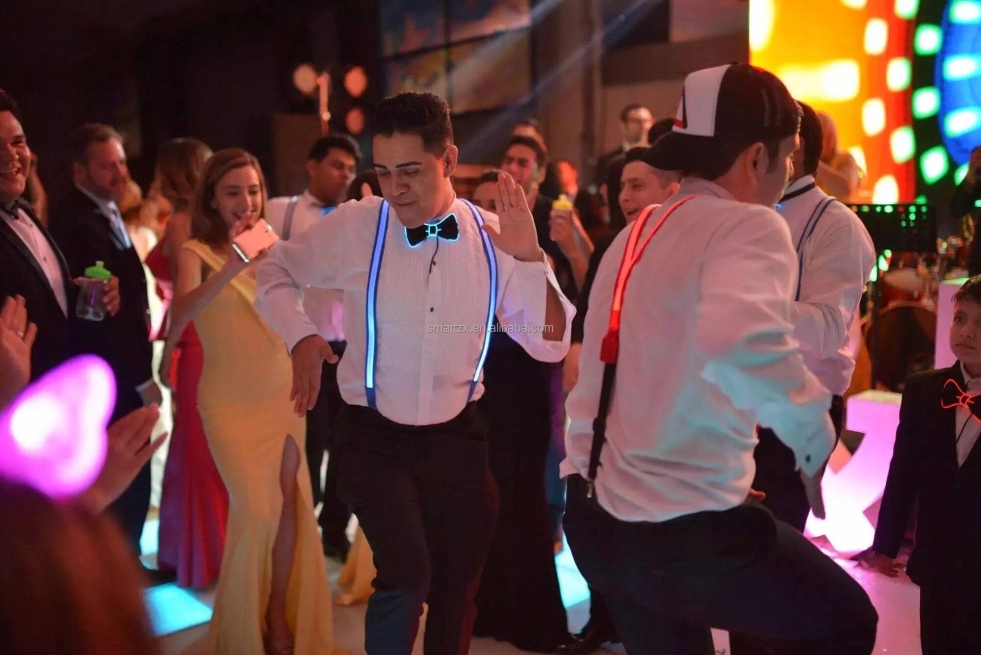 Zestaw szelki i mucha led świecący komplet imprezę sylwestra wesele green - zdjęcie 8