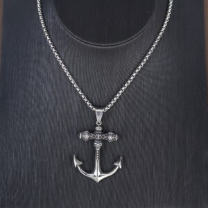 Naszyjnik srebrny rybak marynarz kotwica 313 - miniatura 6