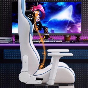 Fotel gamingowy ergonimiczny biurowy obrotowy z podnóżkiem szary do biura - miniatura 11