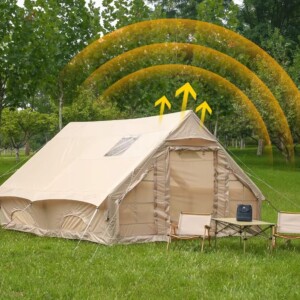 Duży namiot kempingowy pompowany 8 osobowy dmuchany pompka 12m2 400x300cm - miniatura 9