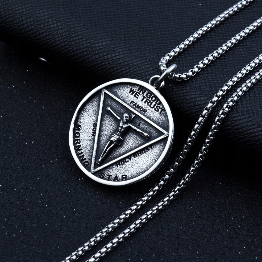 Naszyjnik srebrny łańcuszek in god we trust 323 - obrazek 6