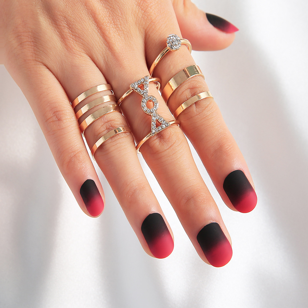 Złoty zestaw pierścionków retro punk boho 68 - obrazek 9