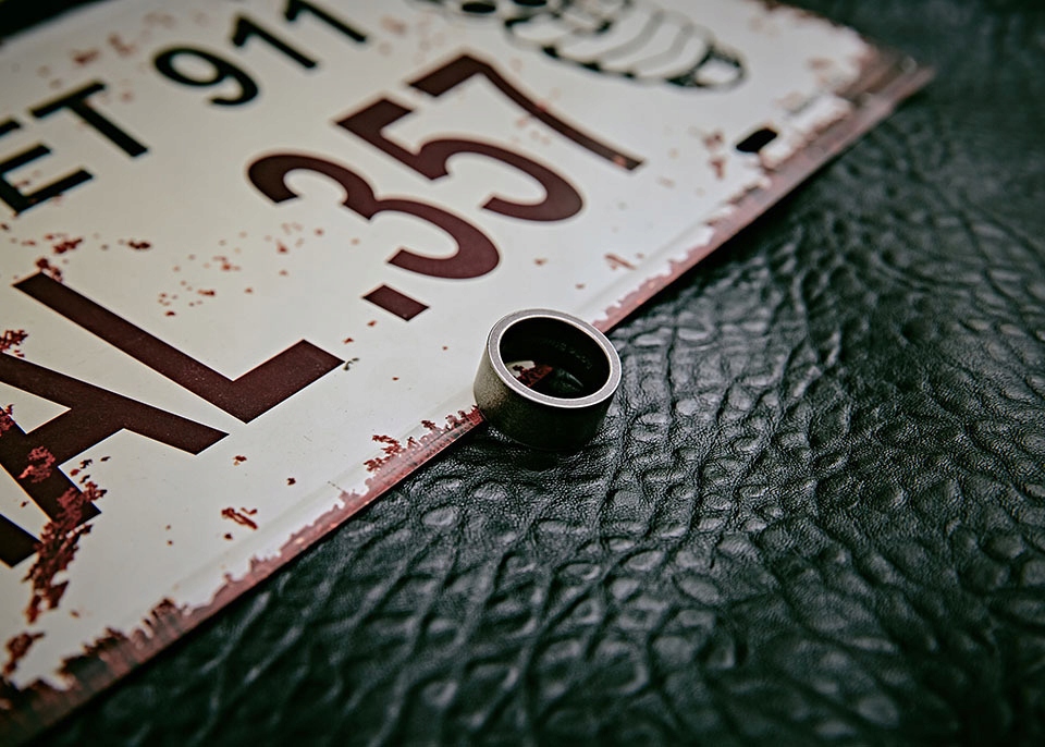 Pierścień stalowy srebrny wikingów 316l amulet 145 - obrazek 5